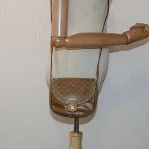 CELINE Macadam Canvas Shoulder Bag Beige Auth